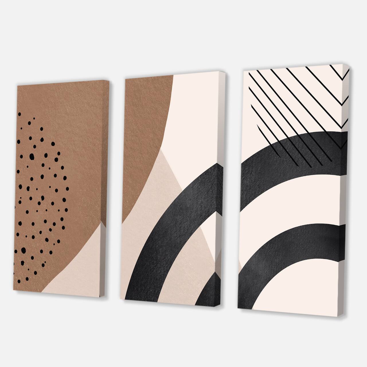 Designart - Abstract Shapes in Terracotta and Ivory Shapes III - Modern Canvas Wall Art Print